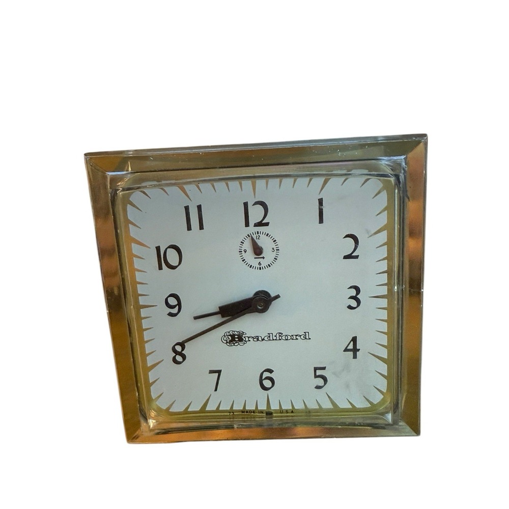 Vintage Bradford‎  Alarm Clock, In Case Made in the usa, Wind Up, Works
